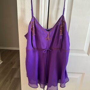 Mixit Plus Size 1X Purple and Gold Embellished Top Y2K early 2000s